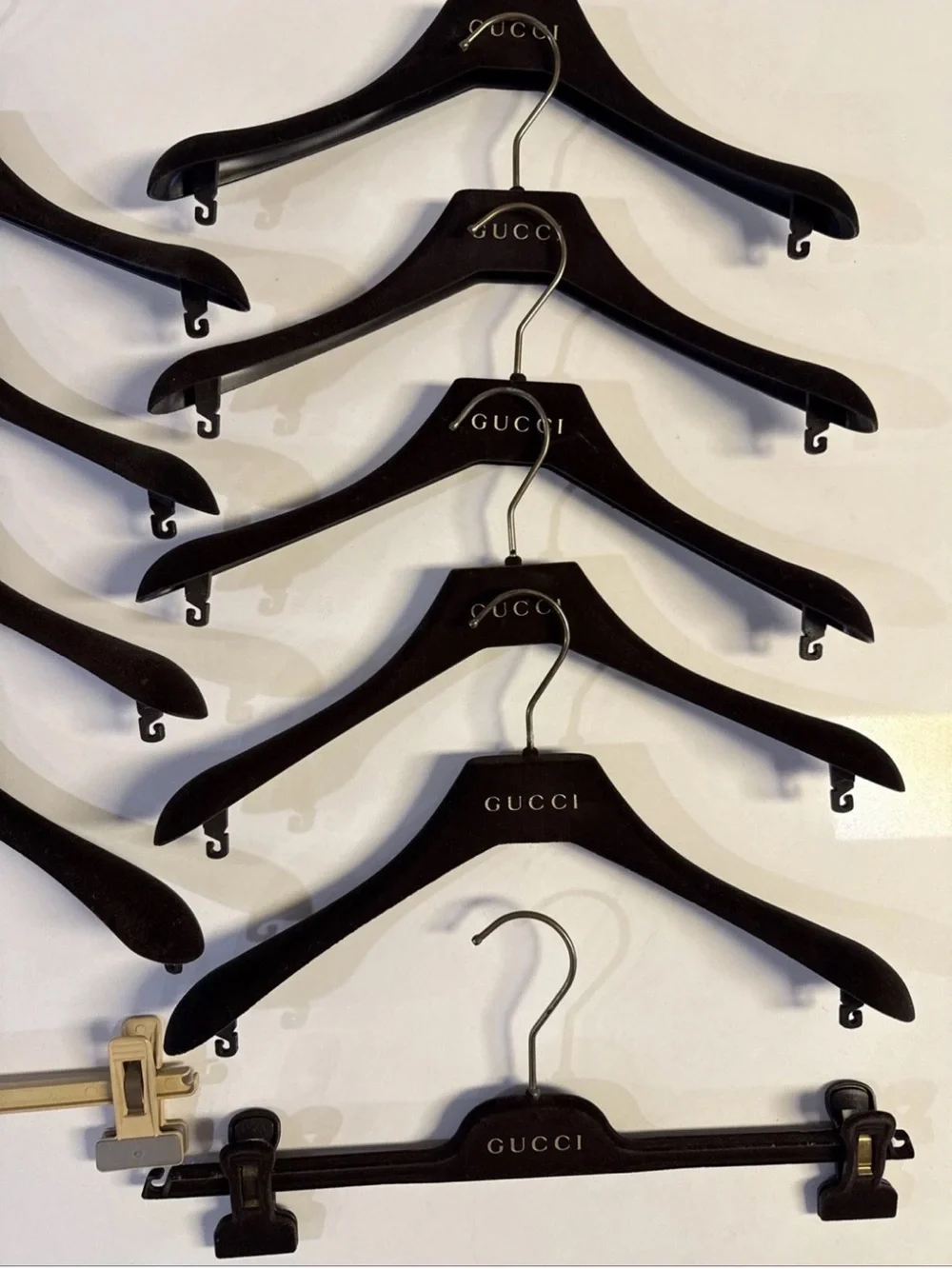 *Lot of 11 Gucci Brown Velvet Hangers 14.5 in